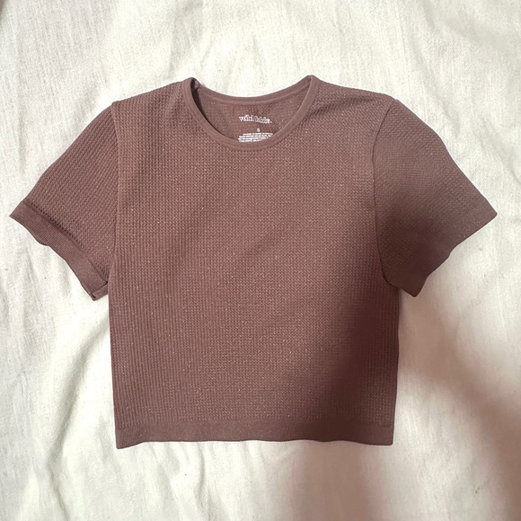 Wild Fable Dark Muddy Red Ribbed Crop Top - Picture 1 of 3